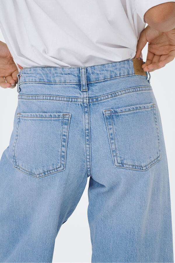 JDY Jeans rectos tiro medio azul