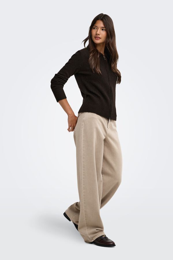 Only Zip fastening cardigan nude