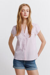 Springfield Oxford lace blouse pink