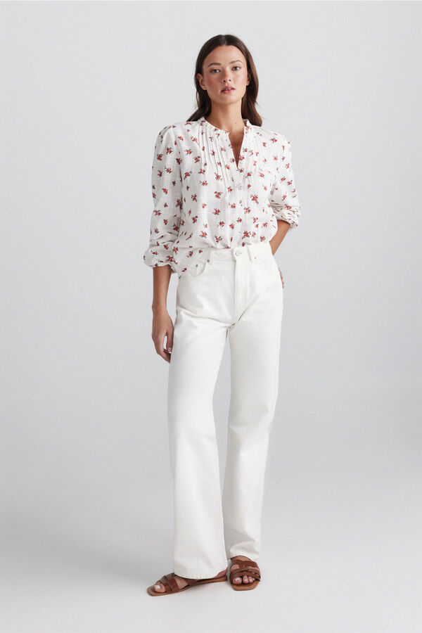 Springfield Structured ruffle shirt printed