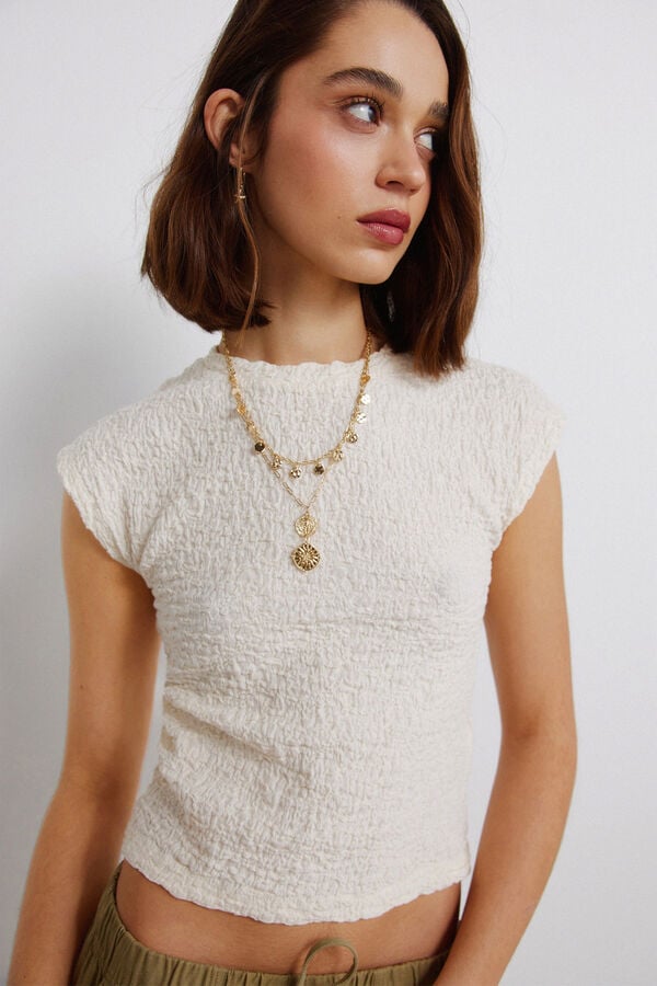 Springfield Textured long sleeve T-shirt brown