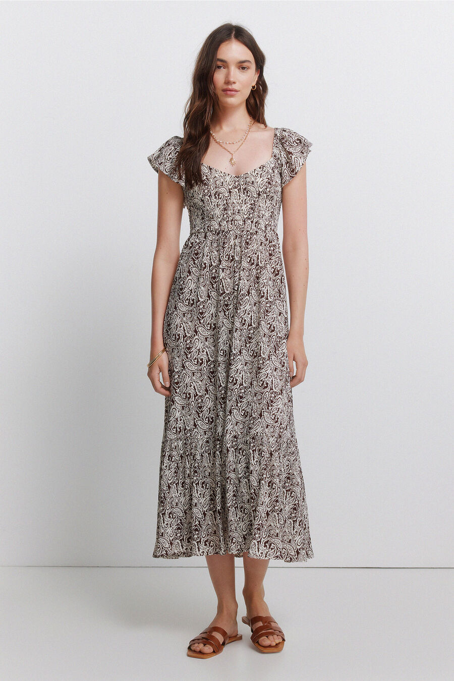 Vestido volantes estampado paisley