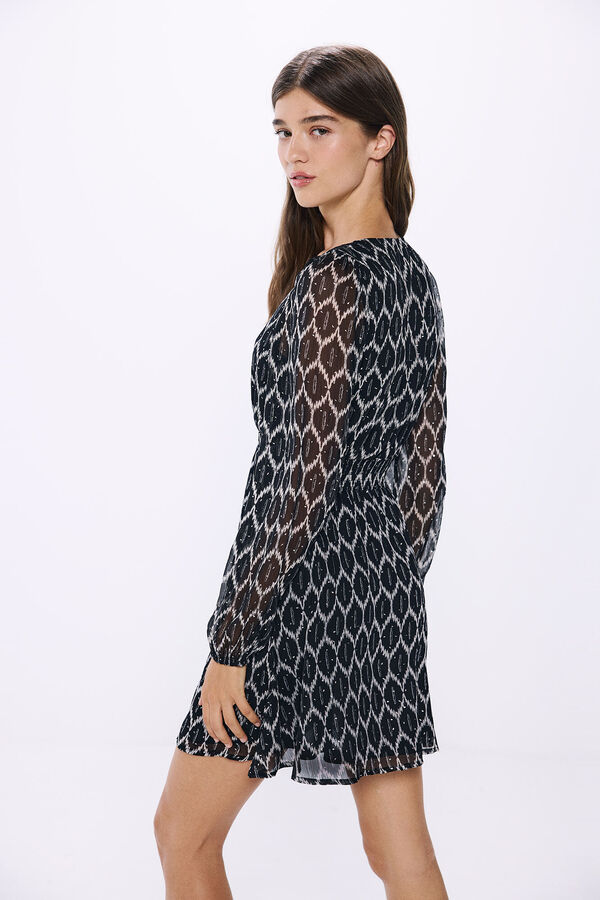 Springfield Short lurex print dress black