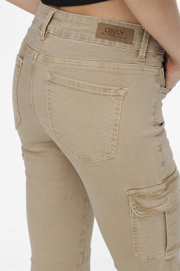 Only Cargo slim fit trousers nude