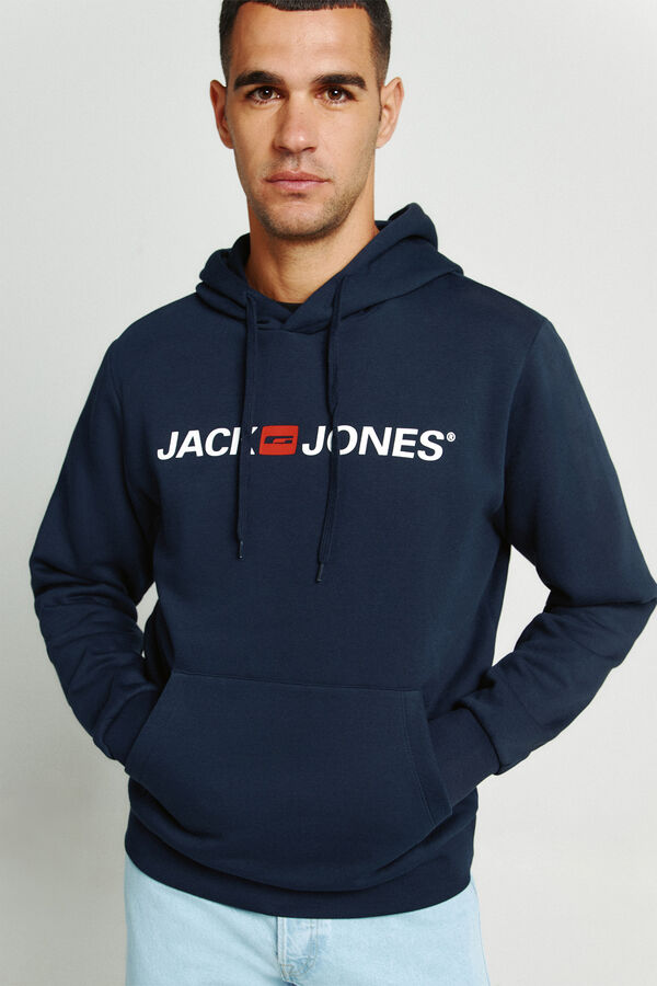 Jack & Jones Sudadera logo capucha azul