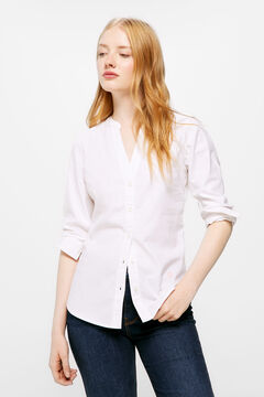 Springfield Mandarin collar Oxford blouse white