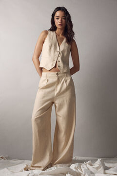 Springfield &Scaron;iroke hlače od lana Bež