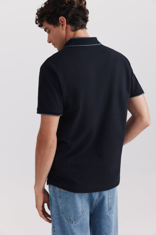 Springfield Polo piqu&eacute; contrastes slim fit bleu