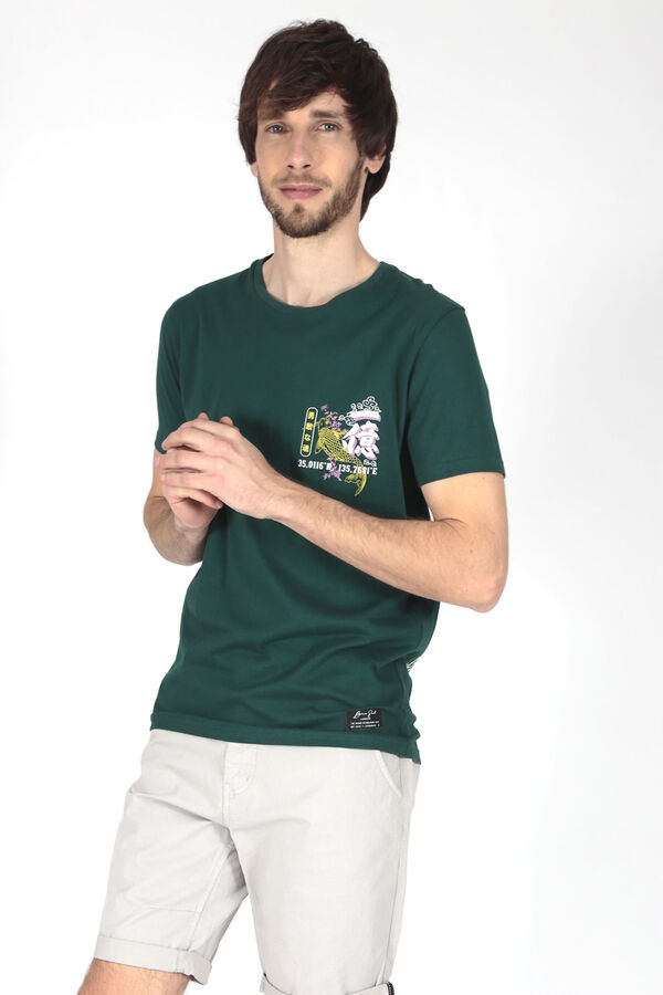 Springfield T-Shirt mit Print hinten grün
