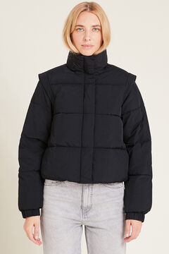 Springfield Short crinkle-effect puffer jacket black