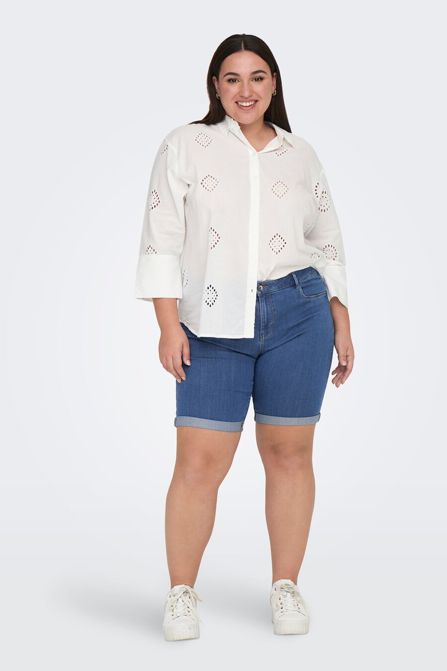 Shorts denim pitillo talla grande