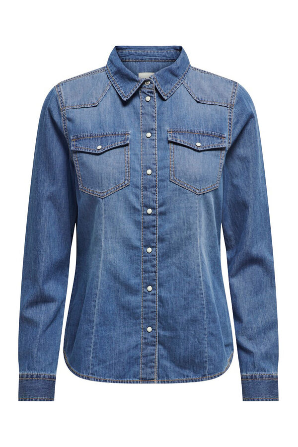 Only Camisa denim de manga comprida azul