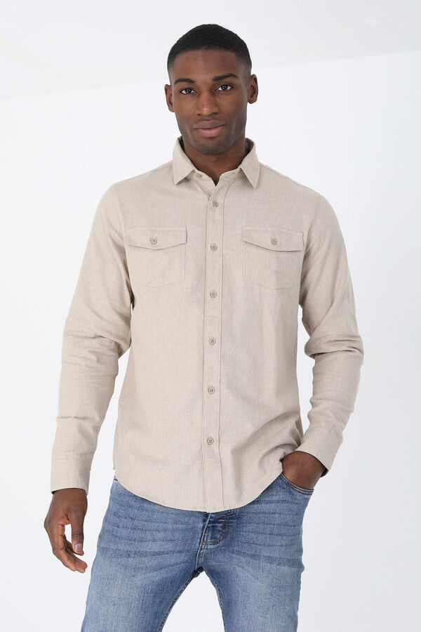 Springfield Long-sleeved shirt with pockets brown