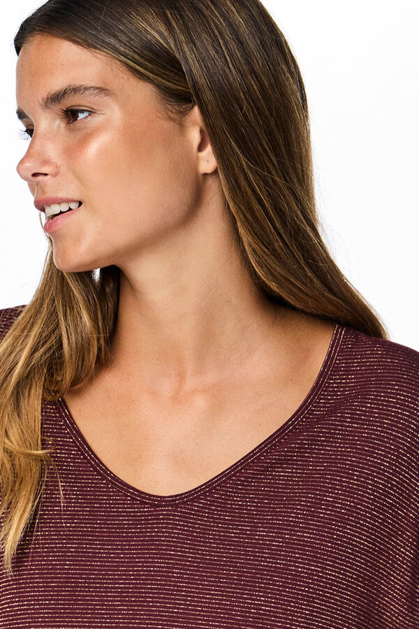 Pieces Lurex V T-shirt red