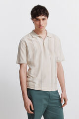 Springfield Striped structured polo shirt grey