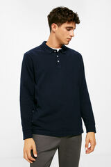 Springfield Springfield long-sleeved essential polo shirt blue