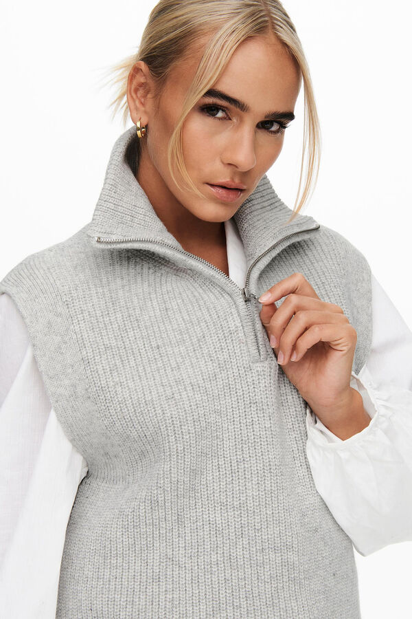 Springfield Jersey-knit sweater vest with a high neck grey