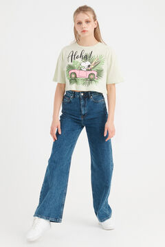 Springfield Camiseta cropped Snoopy green water