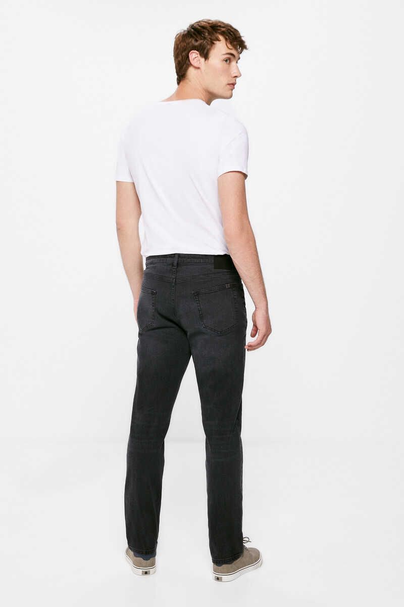 Springfield Washed black slim fit lightweight jeans grey mix