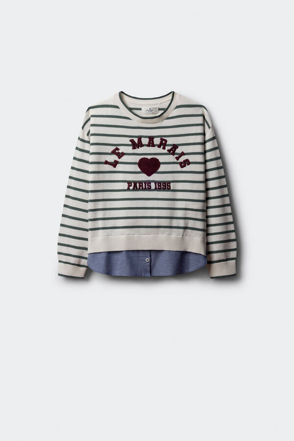 Springfield Kids Devojački džemper u obliku srca „Le Marais“ Zelena