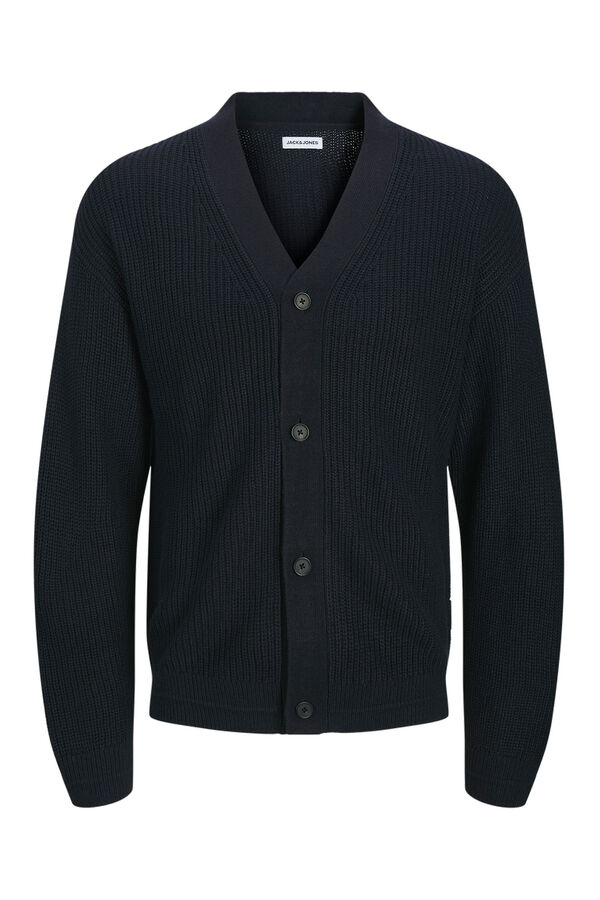 Jack & Jones Casaco de malha b&aacute;sico com gola em V azul