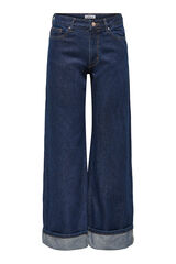 Only Wide Jeans mit Umschlag Blau