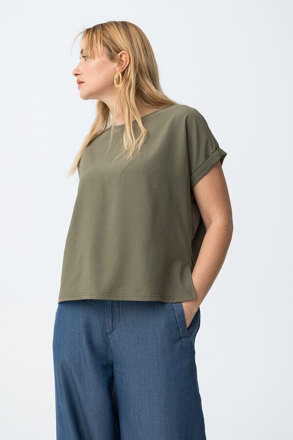 Tiffosi Blusa relaxed manga corta kaki