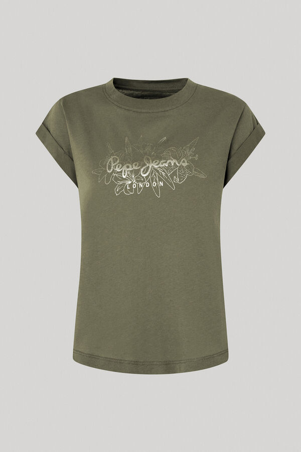 Springfield Cotton T-shirt with logo print dark gray