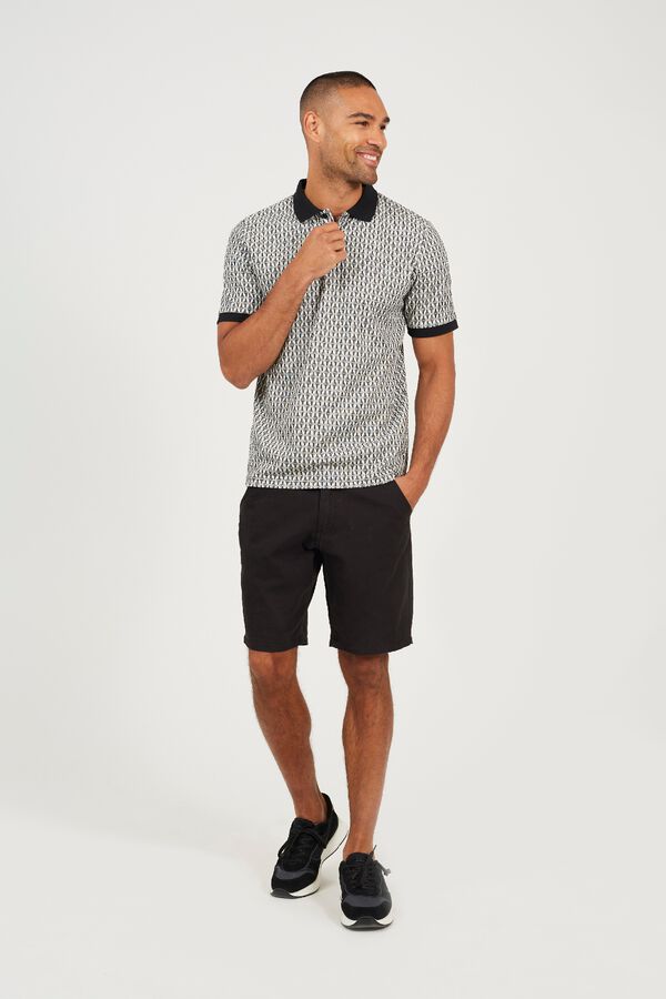 Brave Soul Short sleeve jacquard polo shirt black