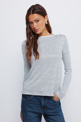 Springfield Buttons down shoulder- neck T-shirt  grey