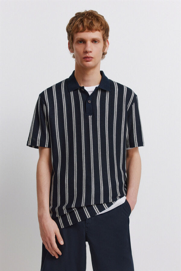 Springfield Striped regular fit polo shirt blue