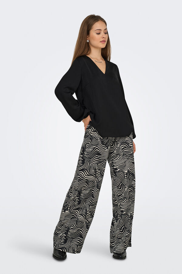 Only Bluse mit elastischen Langärmelig Schwarz