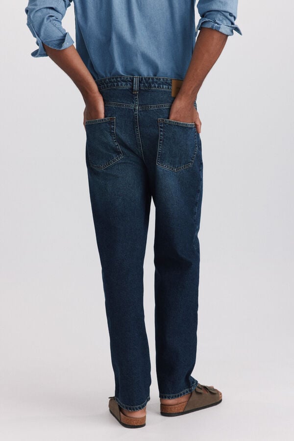 Springfield Dark wash wide leg jeans blue