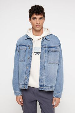 Springfield Jeansjacke mit bestickter Rückseite azul acero
