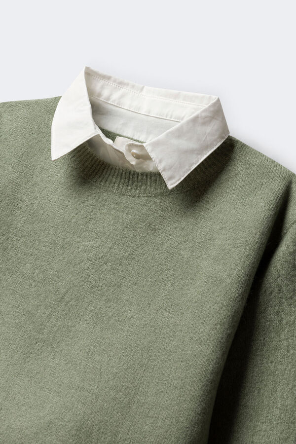 Springfield Kids Džemper sa kragnom za devojčice. Zelena