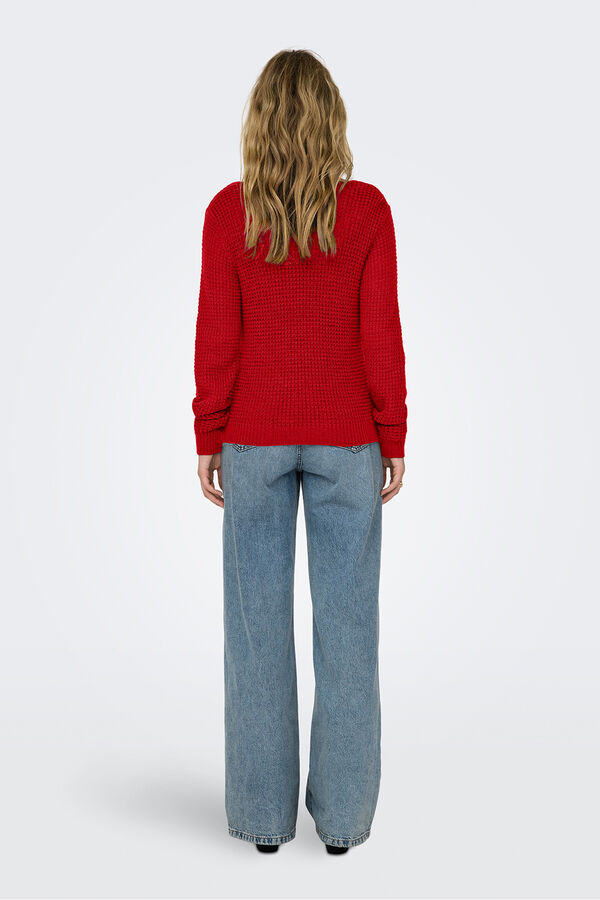 JDY Jersey cuello pico rojo