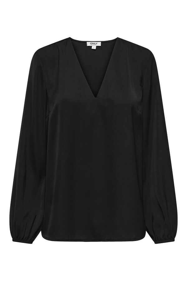 Only Bluse mit elastischen Langärmelig Schwarz