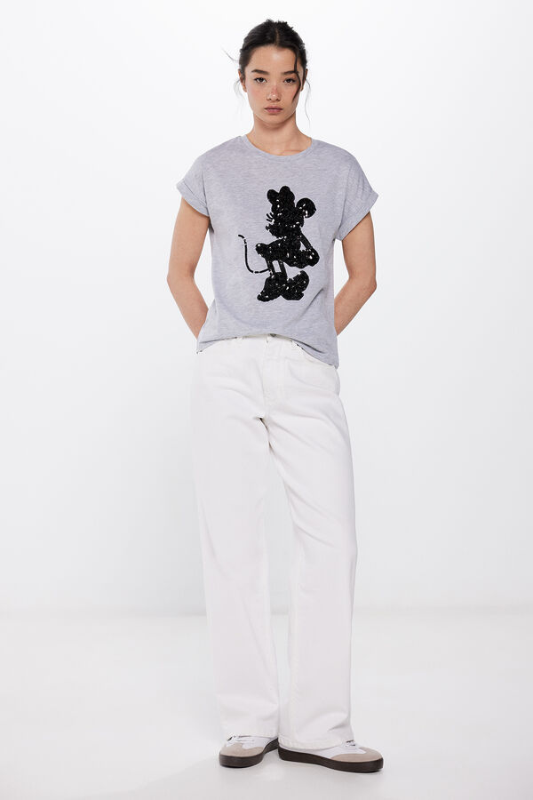 Springfield Camiseta Minnie Lentejuelas gris medio