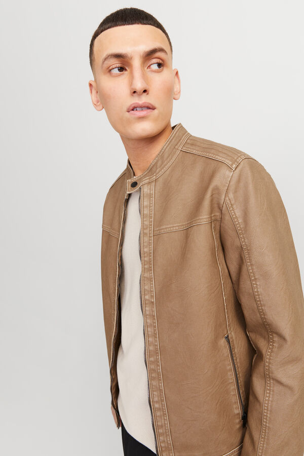 Jack & Jones Cazadora efecto piel beige