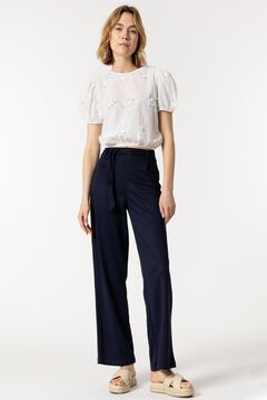 Springfield Palazzo Trousers with Belt navy