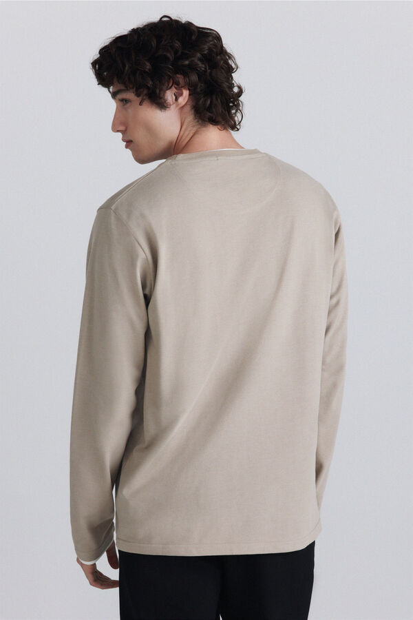 Springfield Melange double neck long sleeve T-shirt nude