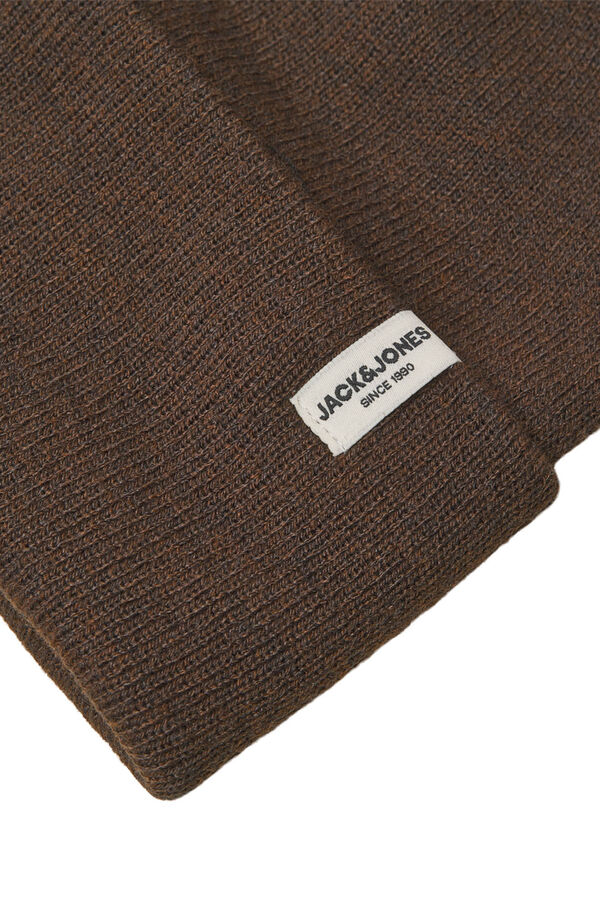 Jack & Jones Set de gorro y guantes marr&oacute;n