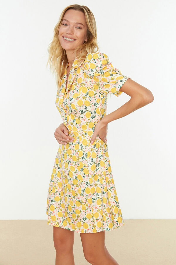 Trendyol Short shirt collar dress printed