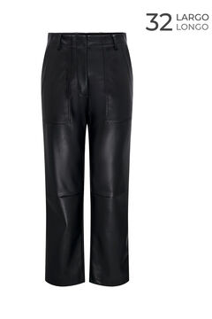 Springfield Wide Leg leather effect trousers black