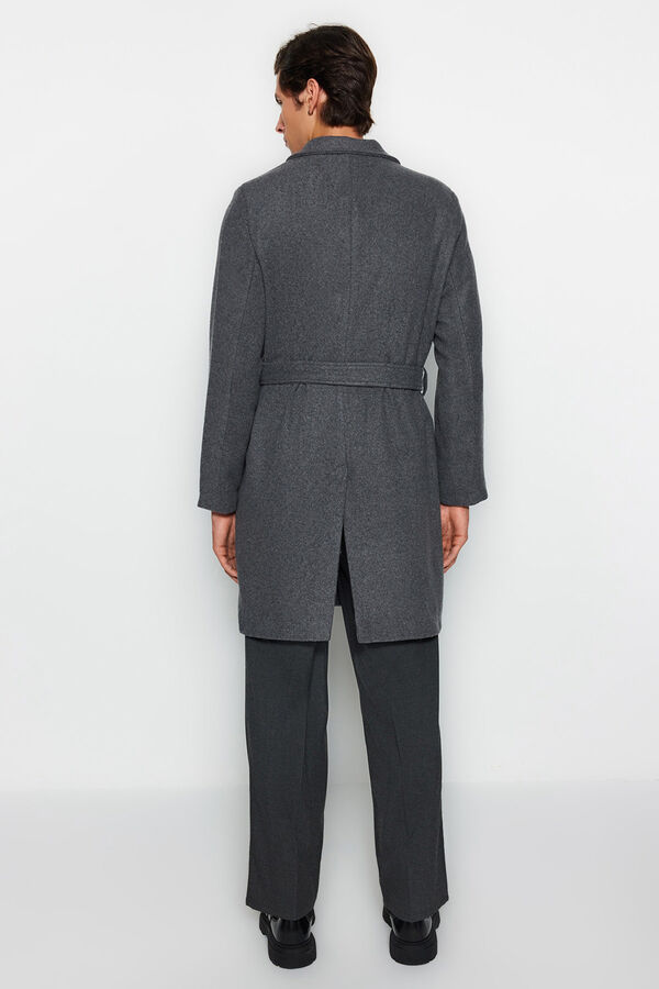 Trendyol Sobretudo longo com detalhe de cinto cinzento