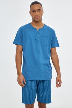 Springfield Pijama de hombre pantalón rayas azul medio