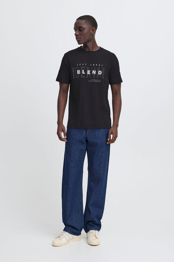 Blend Camiseta manga curta com logo  preto