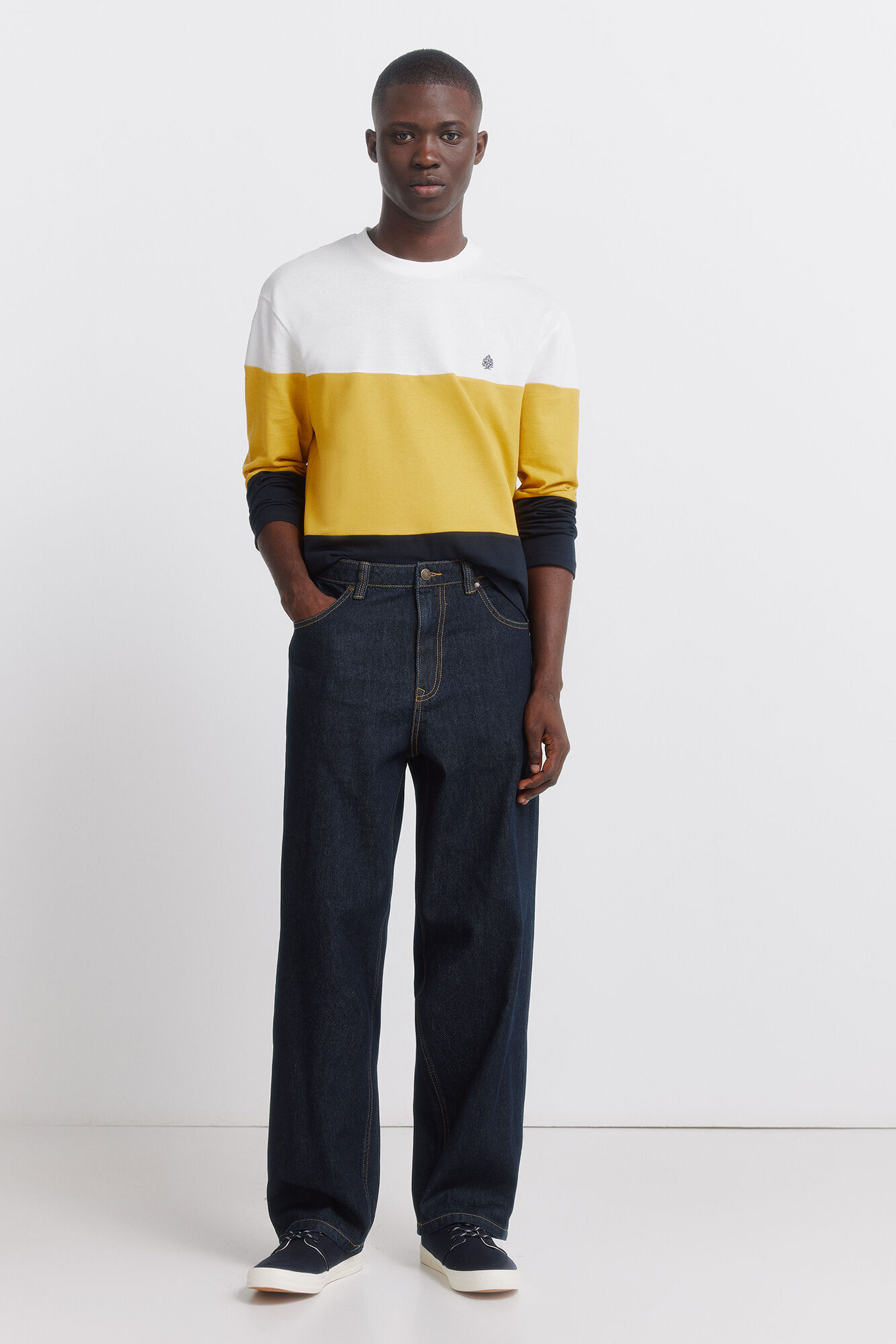 Springfield long sleeve piqu&eacute; block t-shirt