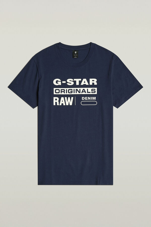 G-STAR T-shirt manga curta em algod&atilde;o ecol&oacute;gico azul