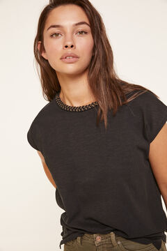 Springfield T-shirt with Plaited Neck black